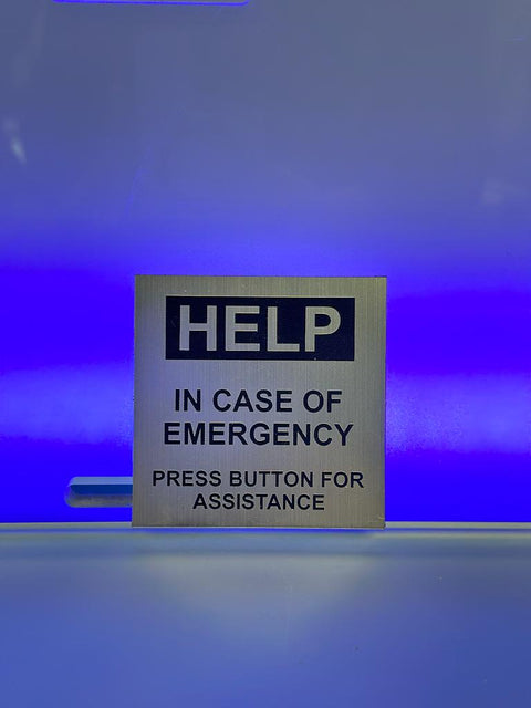 HELP: In Case of Emergency, Press Button for Assistance 6" x 6"